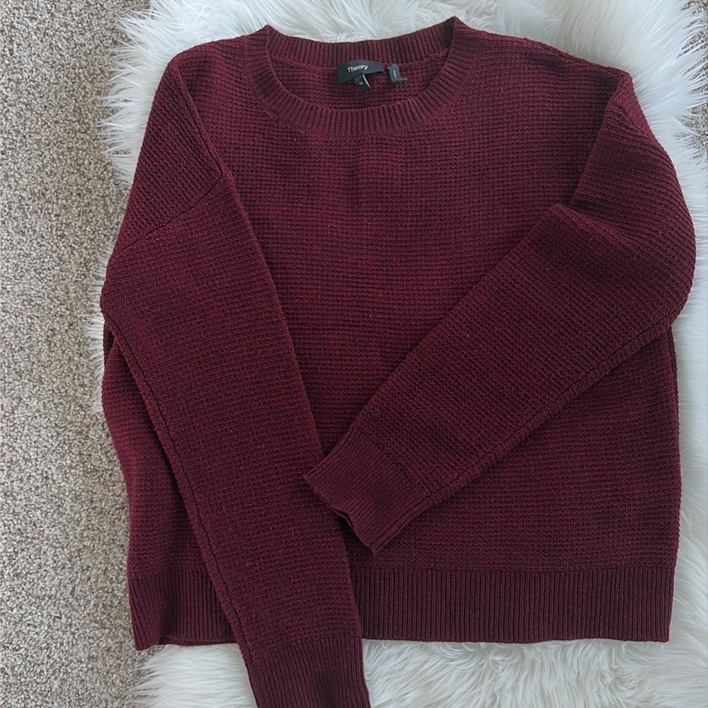 Theory Criselle Everly Merino Wool Cashmere Sweater Deep Red Womens Medium